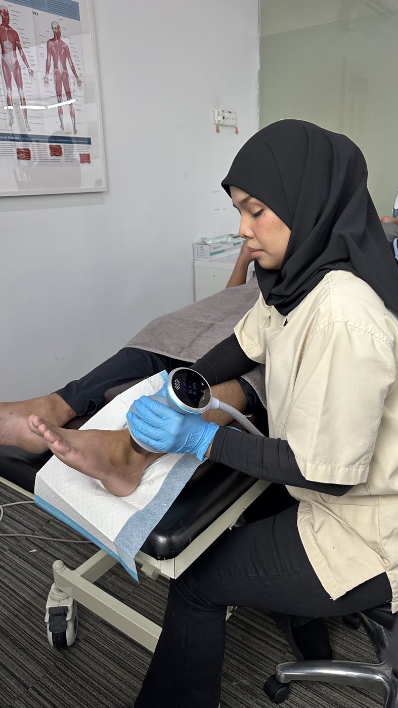 Lead physiotherapist Raja Nazatul providing elderly rehabilitation care